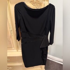 American Living Black Long-Sleeve Sheath Dress with Side Ruffle